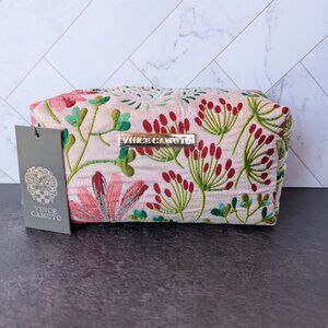 Vince Camuto Floral Fabric Zip Cosmetic Pouch / Makeup Bag